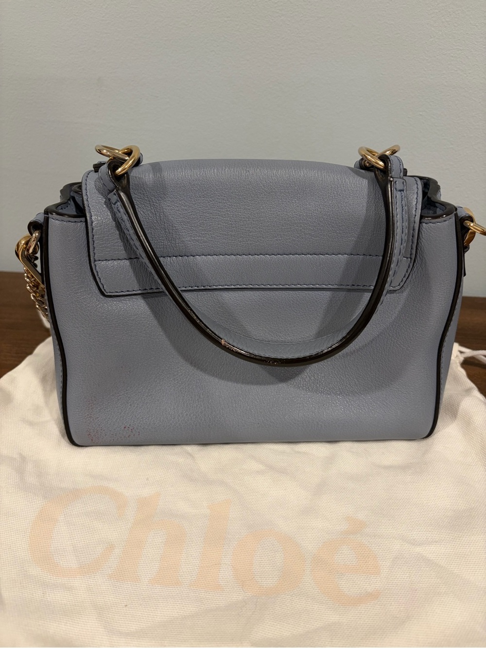 Chloé Faye Small Leather Crossbody in Dusty Blue - Picture 14 of 14